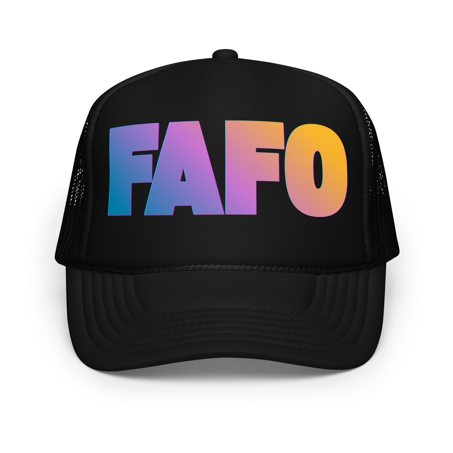 Black unisex trucker hat with 'FAFO' in colorful letters – Boozie Adams