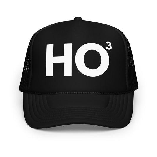 Black unisex foam trucker hat with Ho³ text – Boozie Adams