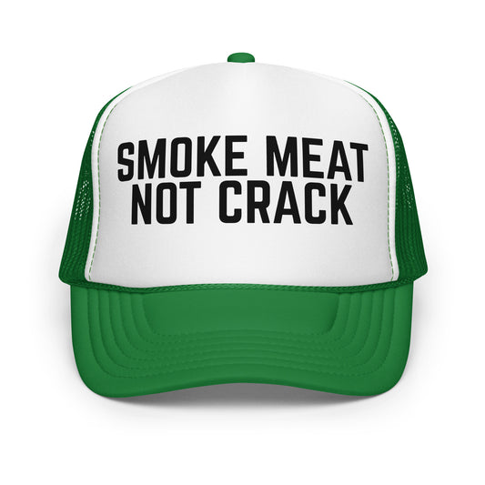 Green and white cap with 'Smoke Meat Not Crack' text – Boozie Adams