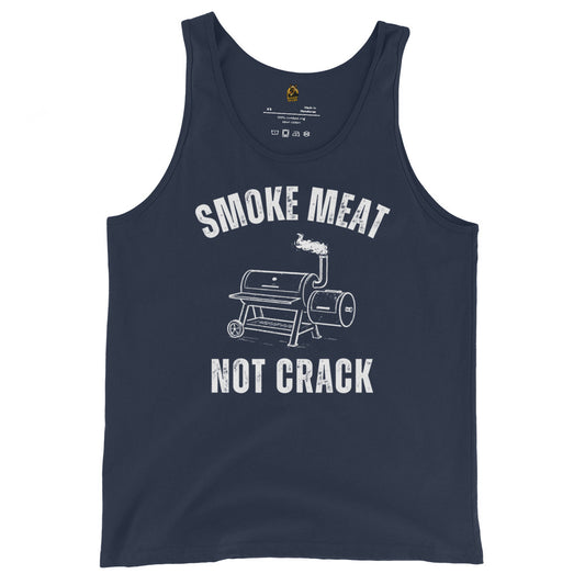 Navy unisex tank top with 'Smoke Meat Not Crack' graphic – Boozie Adams