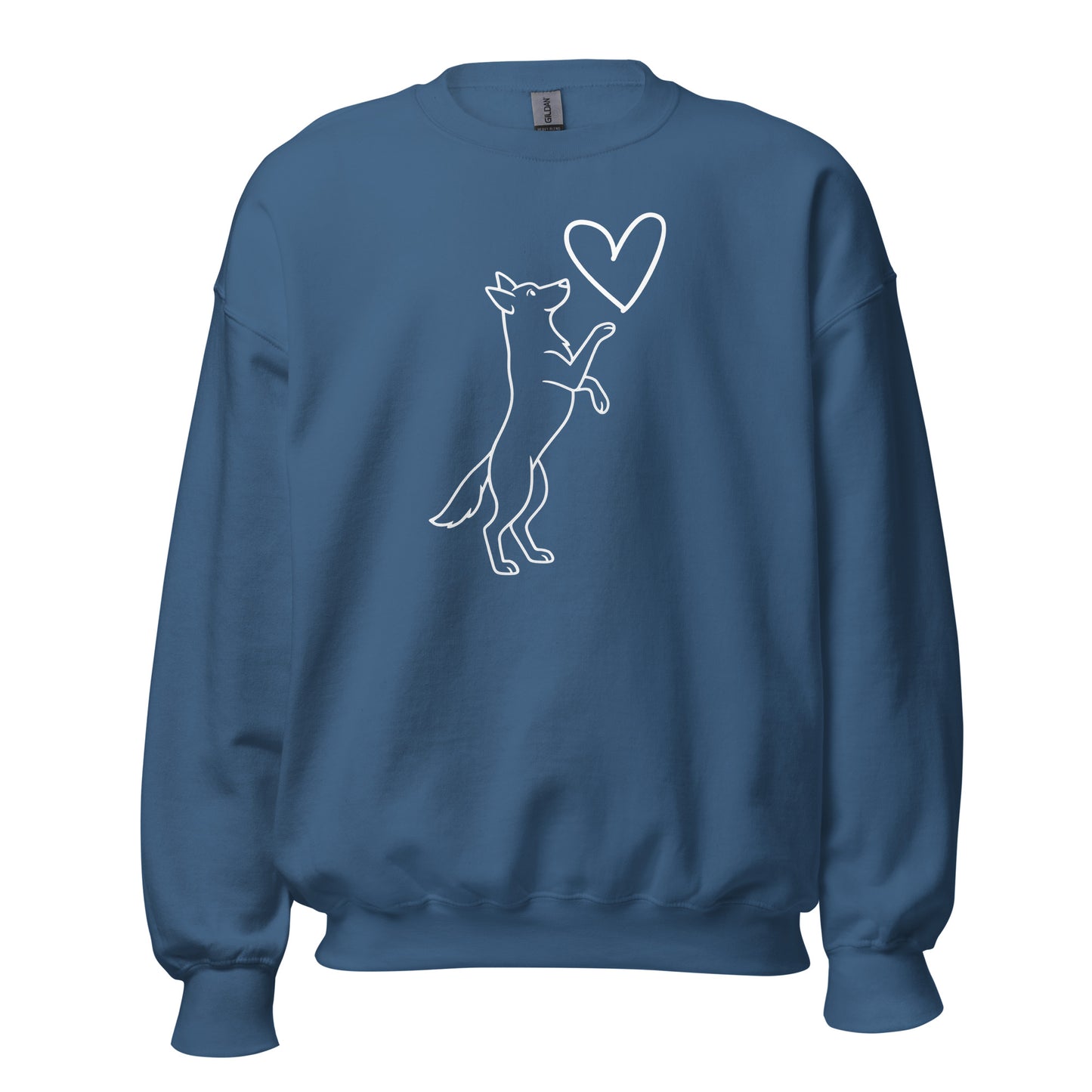 Blue sweatshirt with a dog and heart design – Boozie Adams