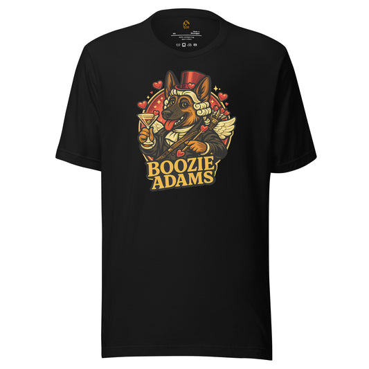 Black unisex t-shirt with with a valentine's Boozie Adams logo – Boozie Adams
