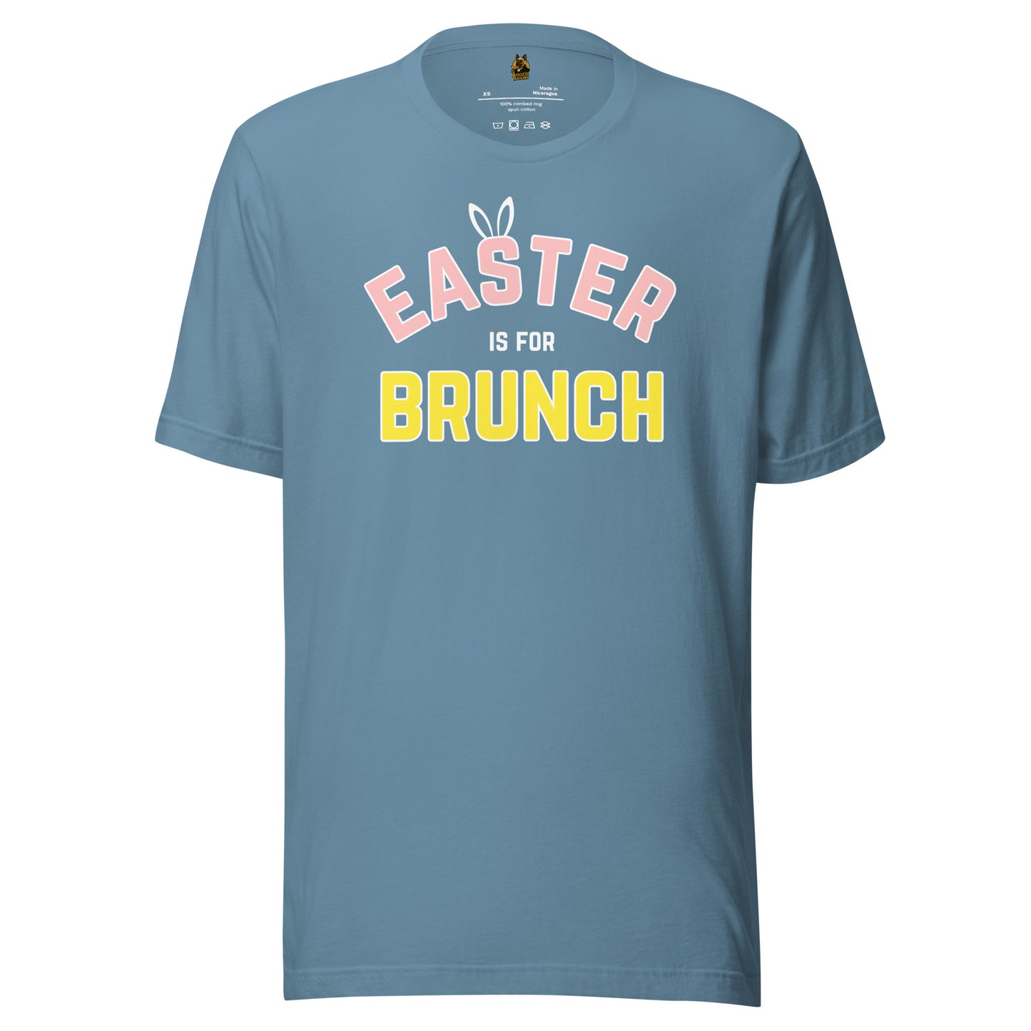 Steel blue unisex t-shirt with 'Easter is for Brunch' – Boozie Adams
