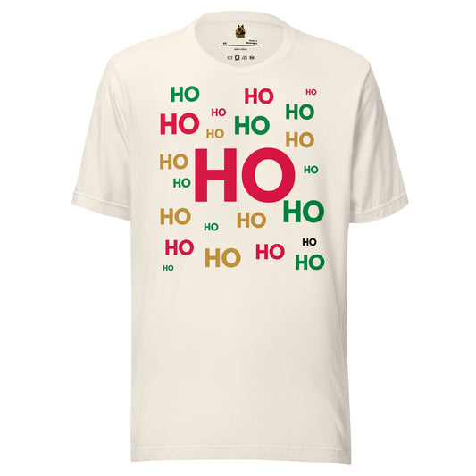 Vintage white t-shirt with 'HO HO HO' text in various colors – Boozie Adams