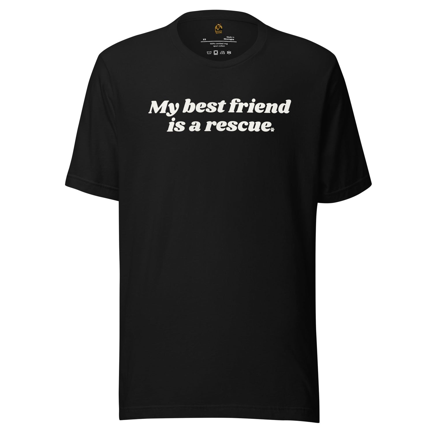Black unisex t-shirt with 'My best friend is a rescue.' text – Boozie Adams