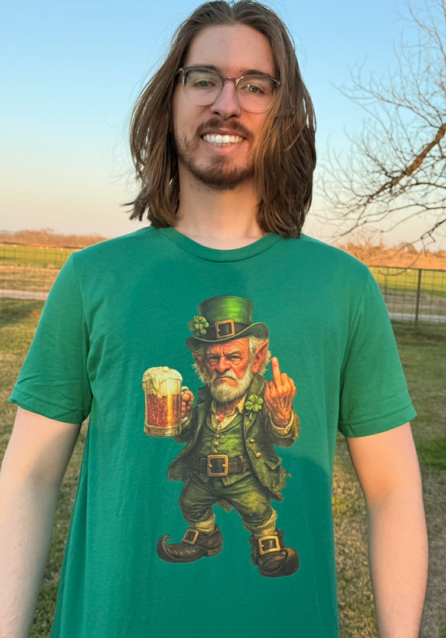 Customer wearing Boozie Adams Leprechaun Tee