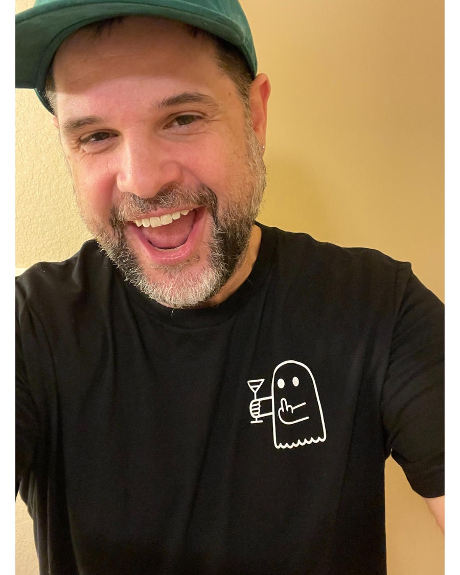 Customer wearing Boozie Adams Mini Ghost Tee