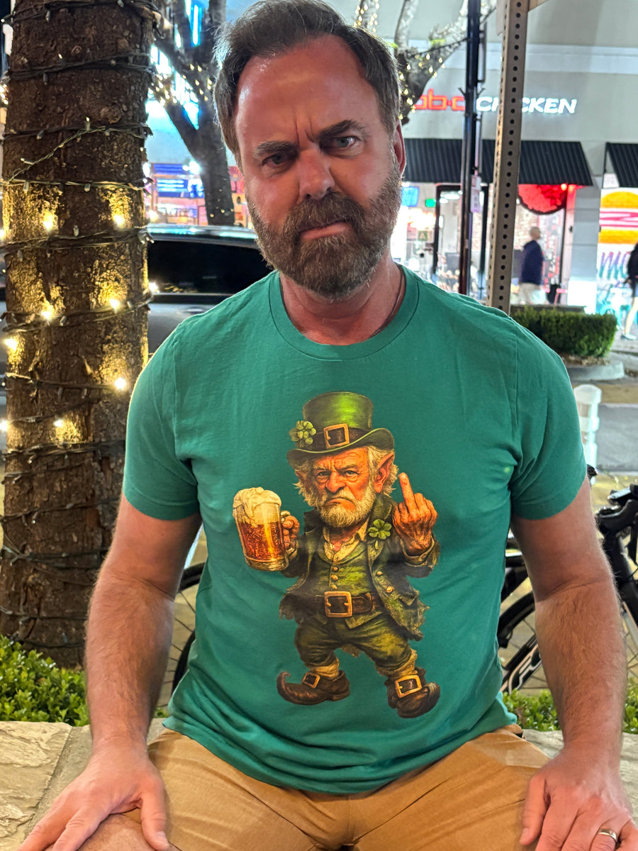 Customer wearing Boozie Adams Leprechaun Tee