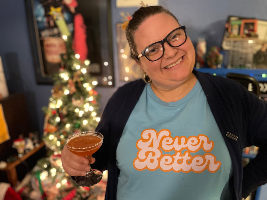 Customer wearing Boozie Adams Never Better Tee