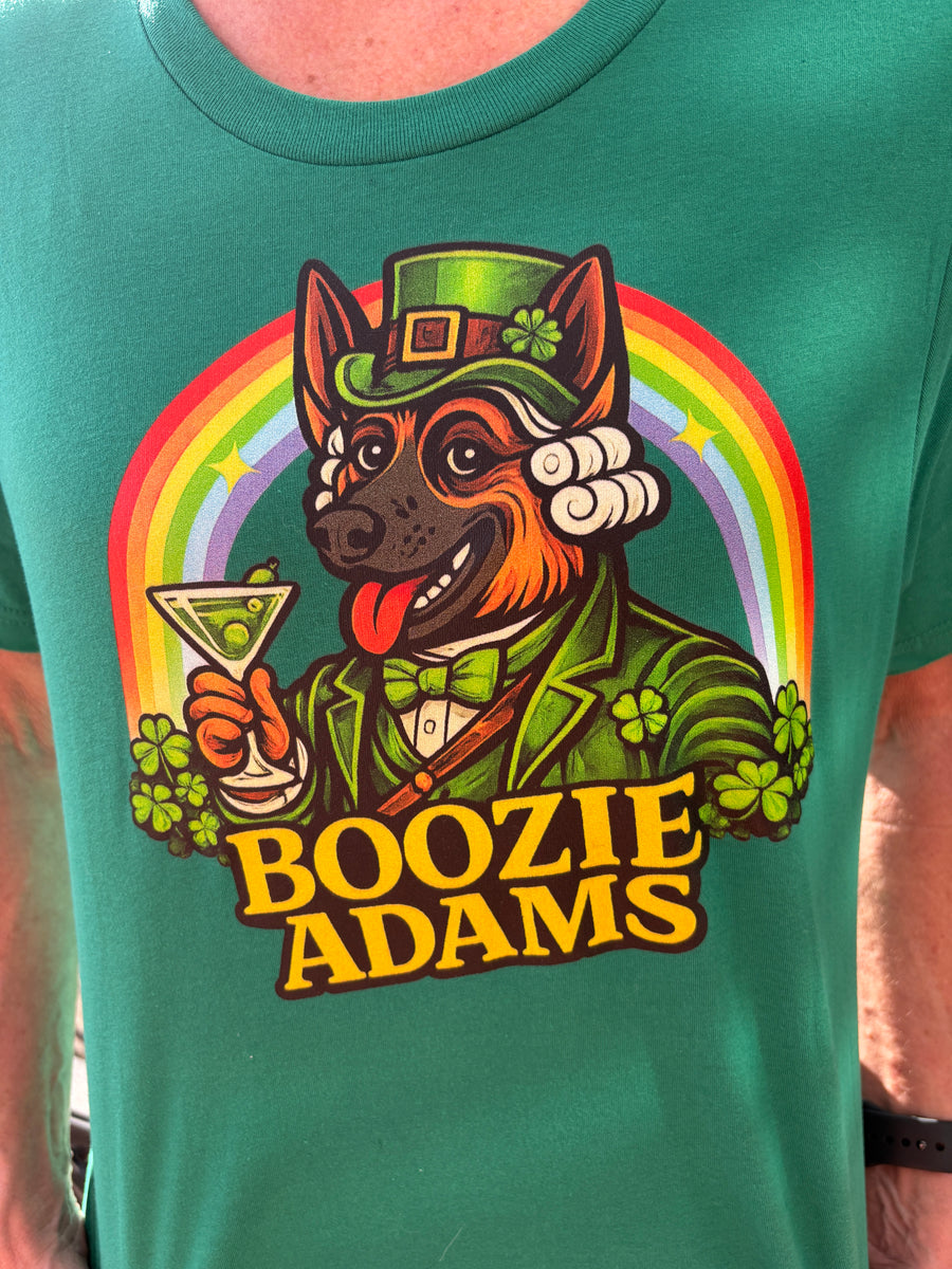 Customer wearing Boozie Adams St. Patrick's Logo Tee