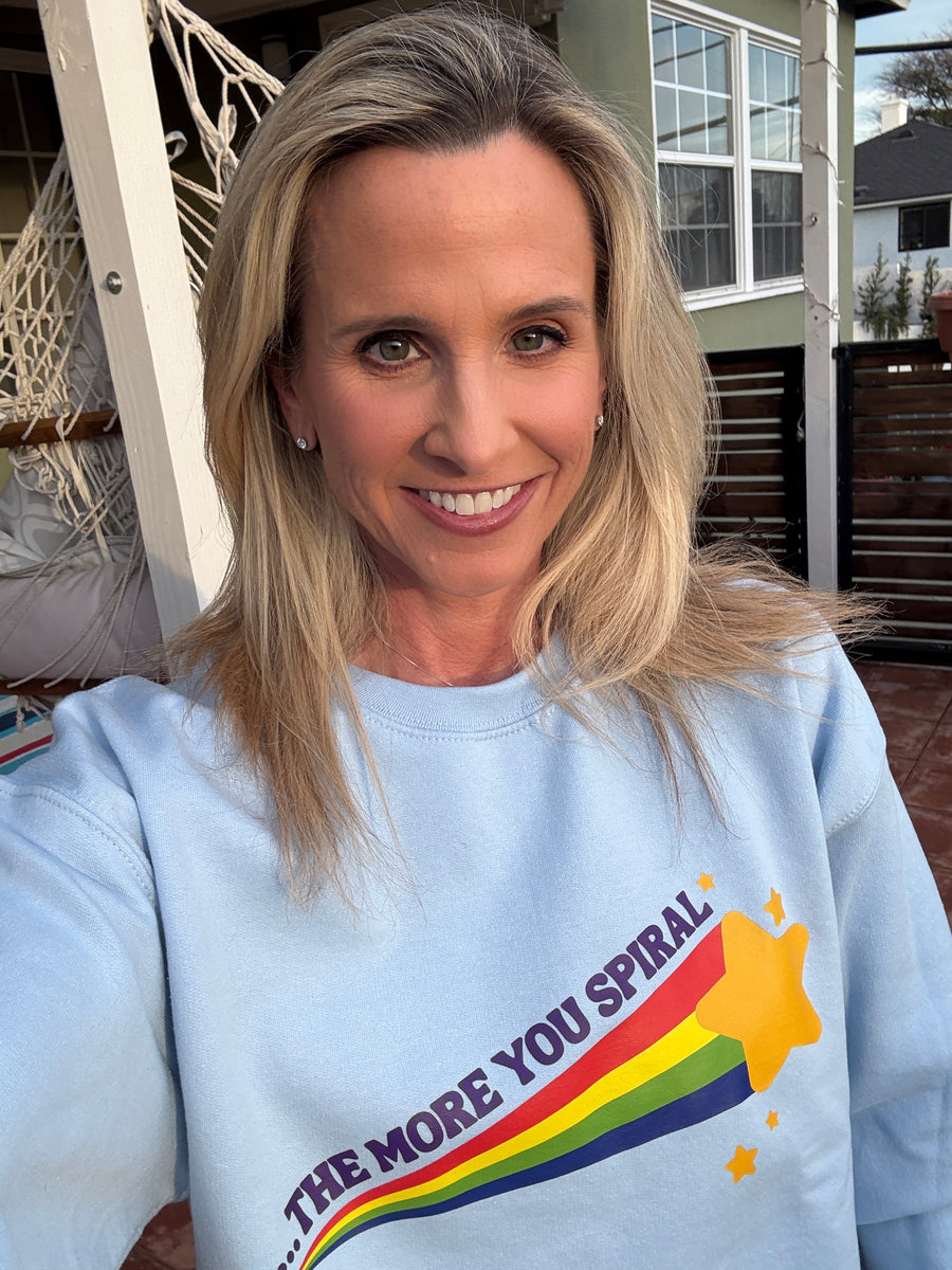 Customer wearing Boozie Adams The More You Spiral Sweatshirt