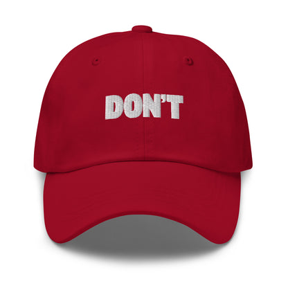 Red cap with 'DON'T' text – Boozie Adams