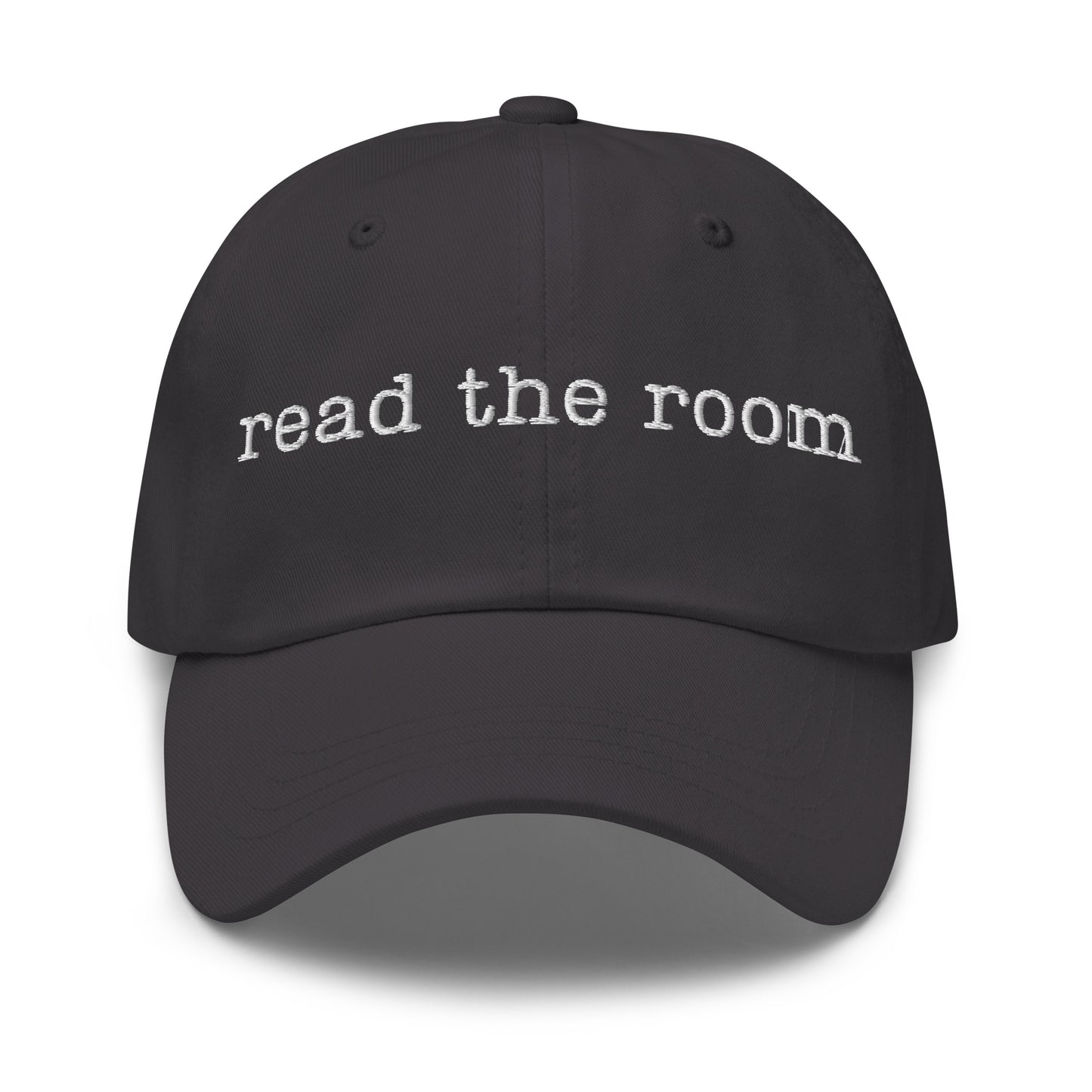 Dark grey cap with 'read the room' text – Boozie Adams