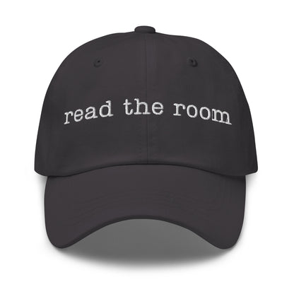 Dark grey cap with 'read the room' text – Boozie Adams