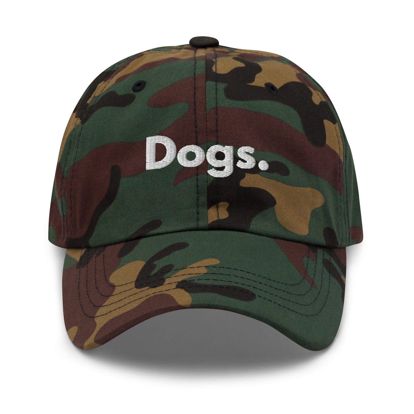 Camo cap with 'Dogs.' text – Boozie Adams