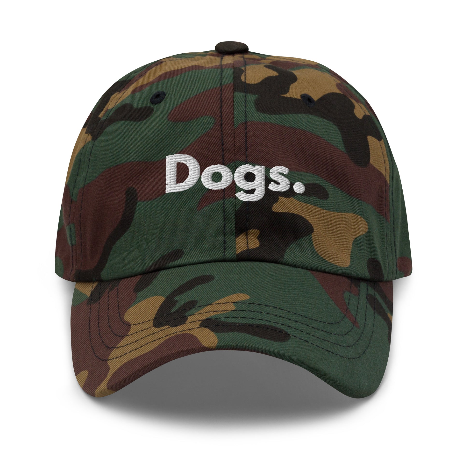 Camo cap with 'Dogs.' text – Boozie Adams