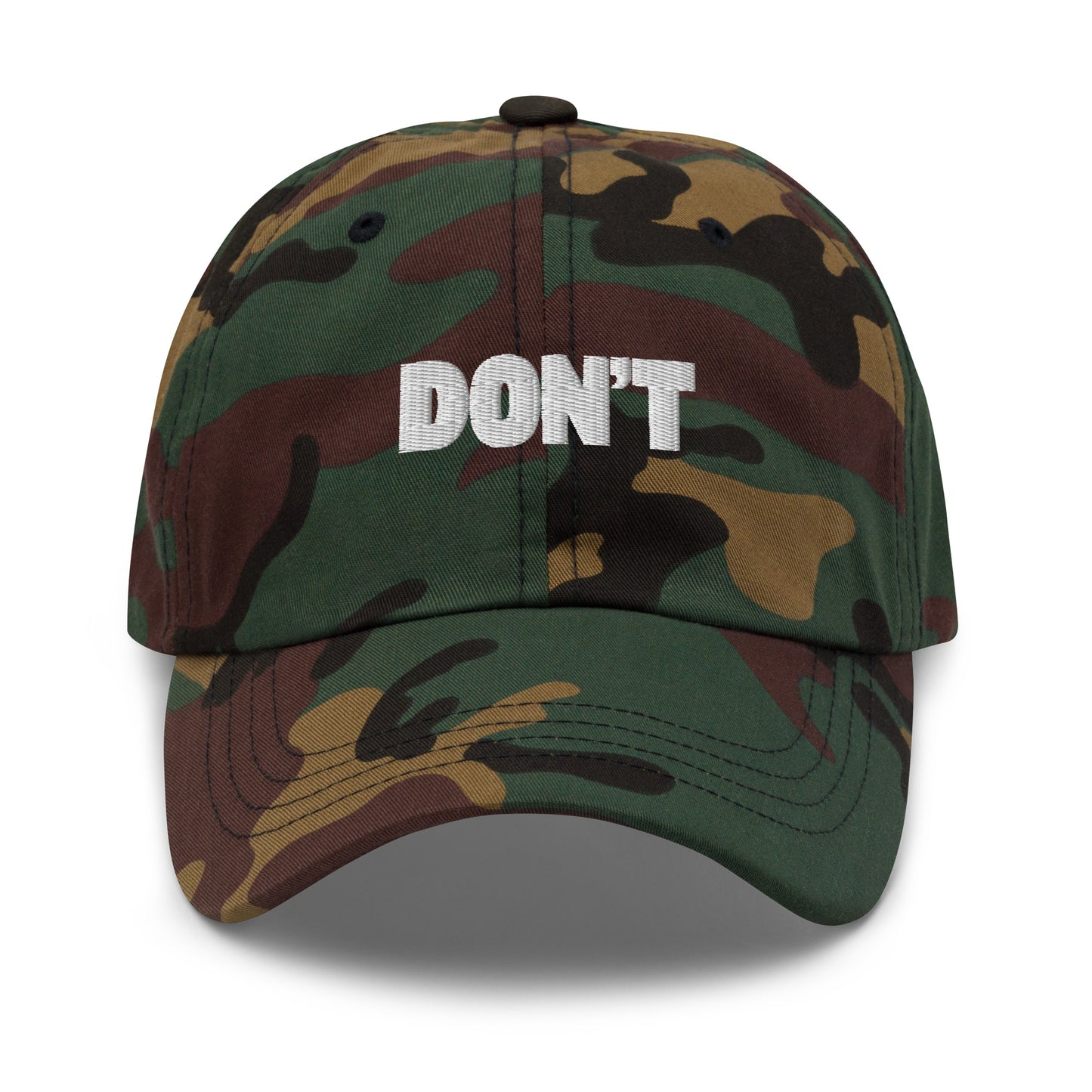 Camo cap with 'DON'T' text – Boozie Adams