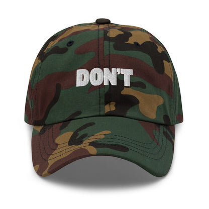 Camo cap with 'DON'T' text – Boozie Adams
