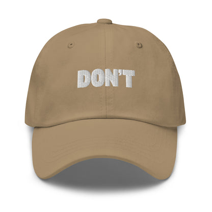 Khaki cap with 'DON'T' text – Boozie Adams