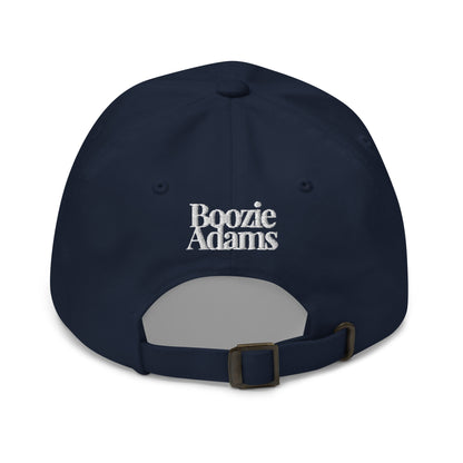 Back of blue cap with 'Boozie Adams' text – Boozie Adams