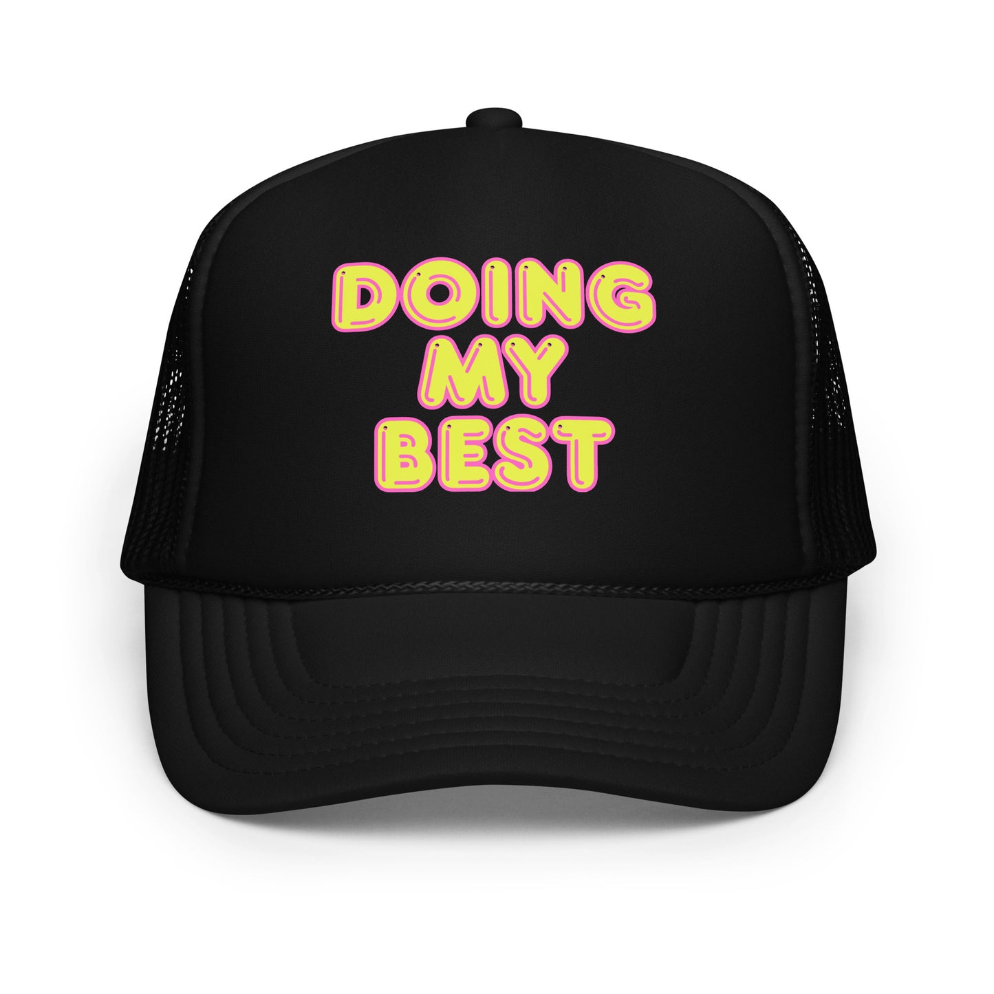 Black unisex trucker hat with 'DOING MY BEST' text – Boozie Adams