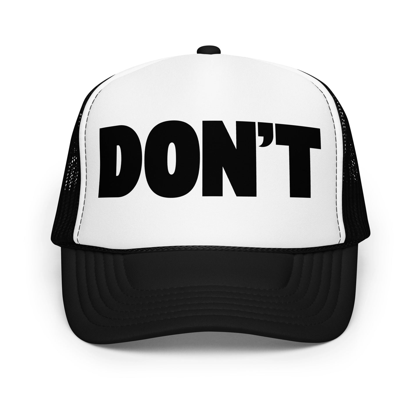 Black and white unisex trucker hat with 'DON'T' text – Boozie Adams