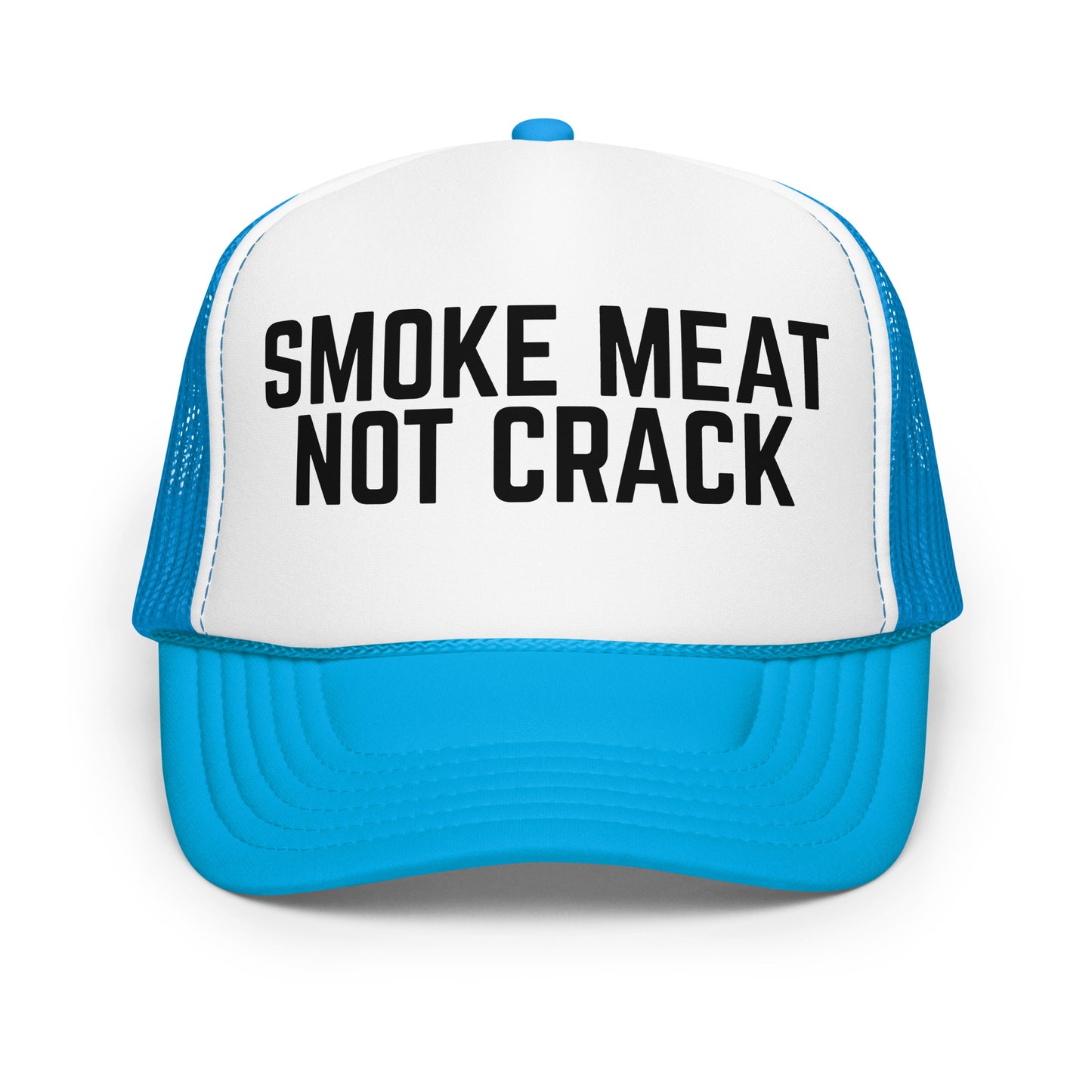 Blue and white cap with 'Smoke Meat Not Crack' text – Boozie Adams