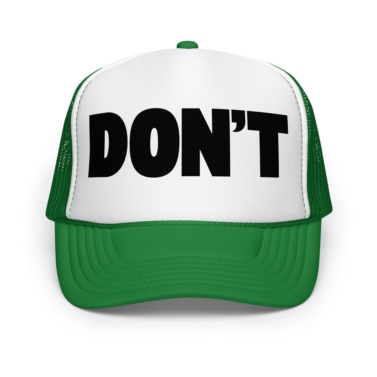 Green and white unisex trucker hat with 'DON'T' text – Boozie Adams