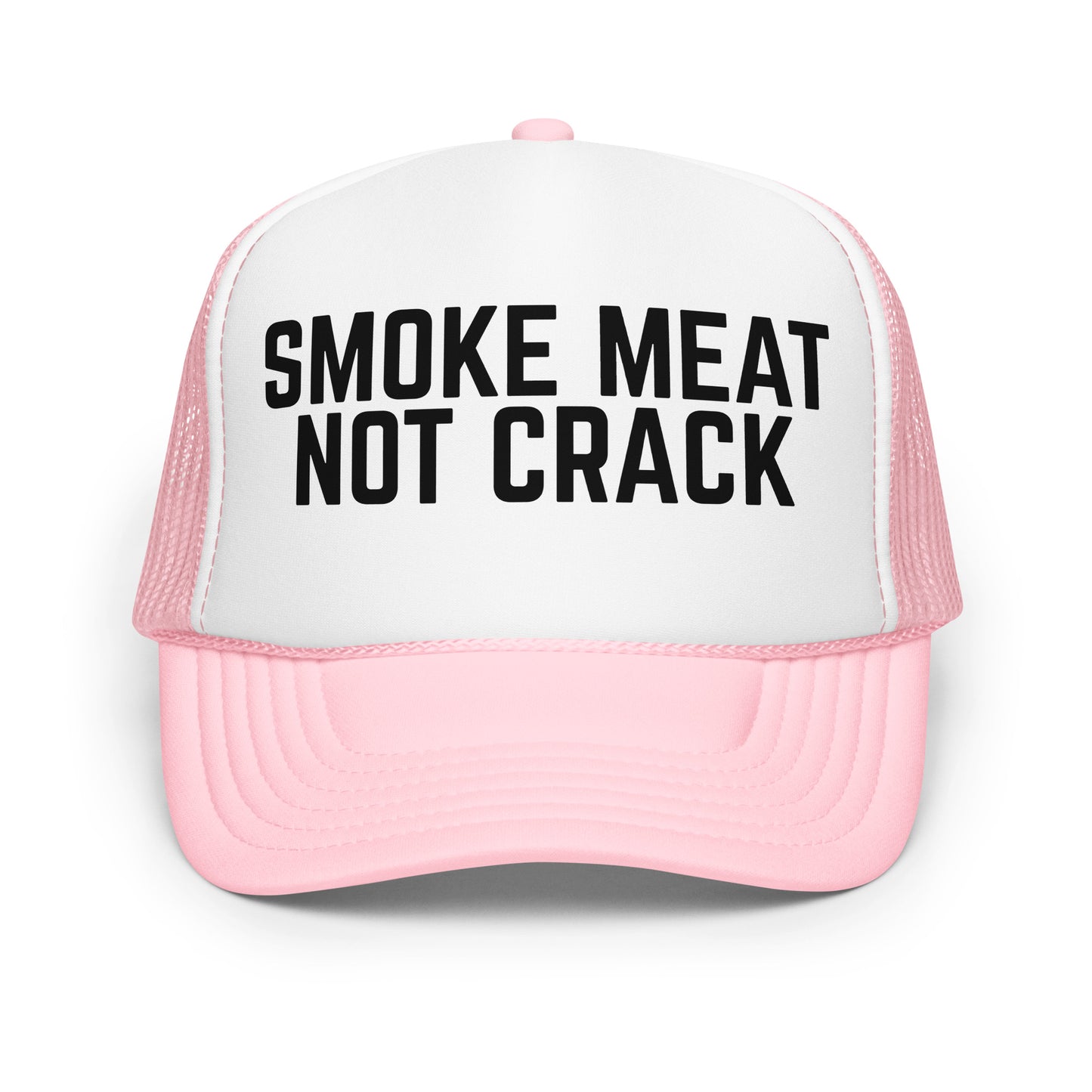 Pink and white cap with 'Smoke Meat Not Crack' text – Boozie Adams