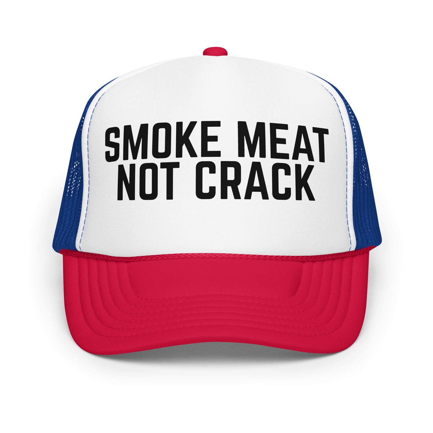 Black and white cap with 'Smoke Meat Not Crack' text – Boozie Adams