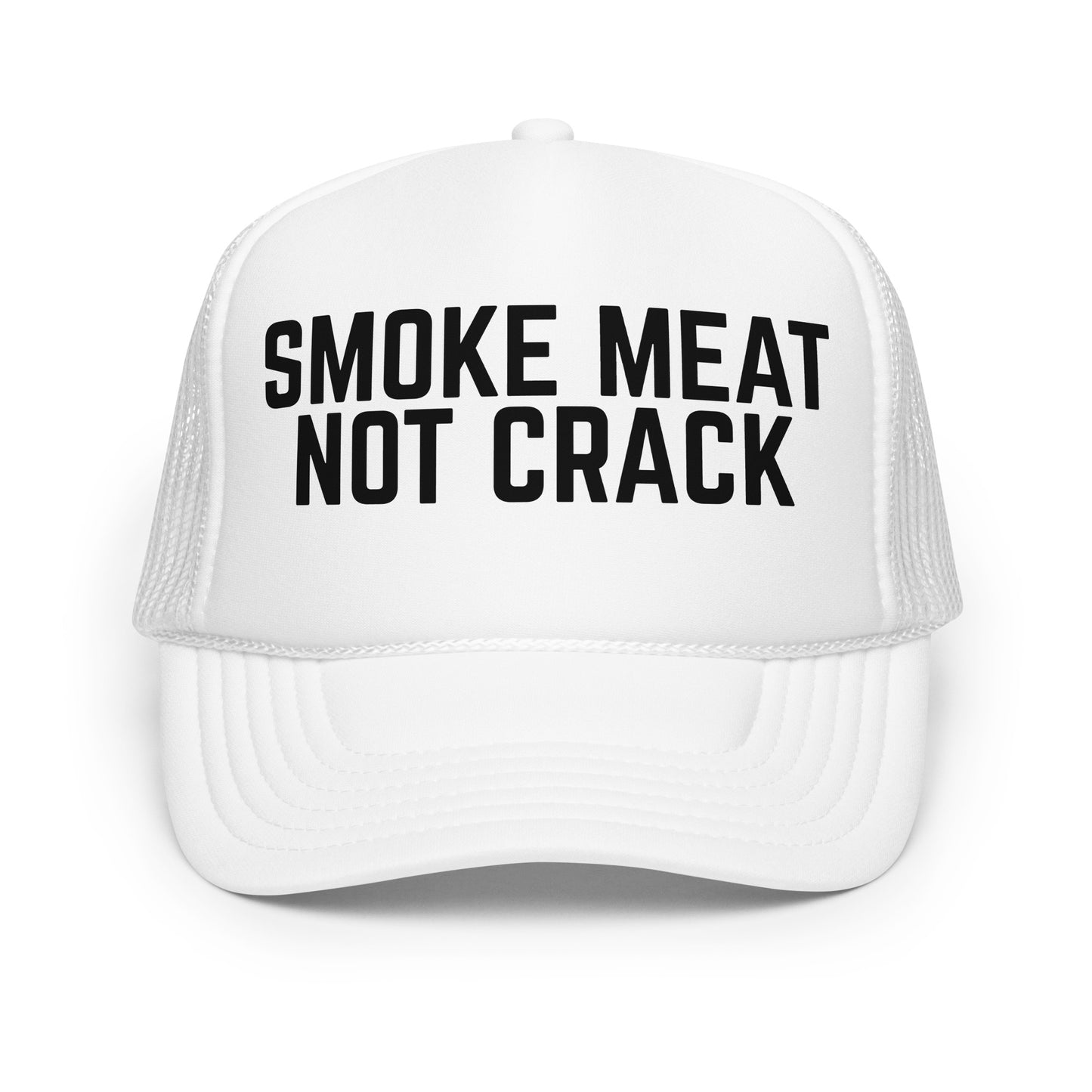 White cap with 'Smoke Meat Not Crack' text – Boozie Adams