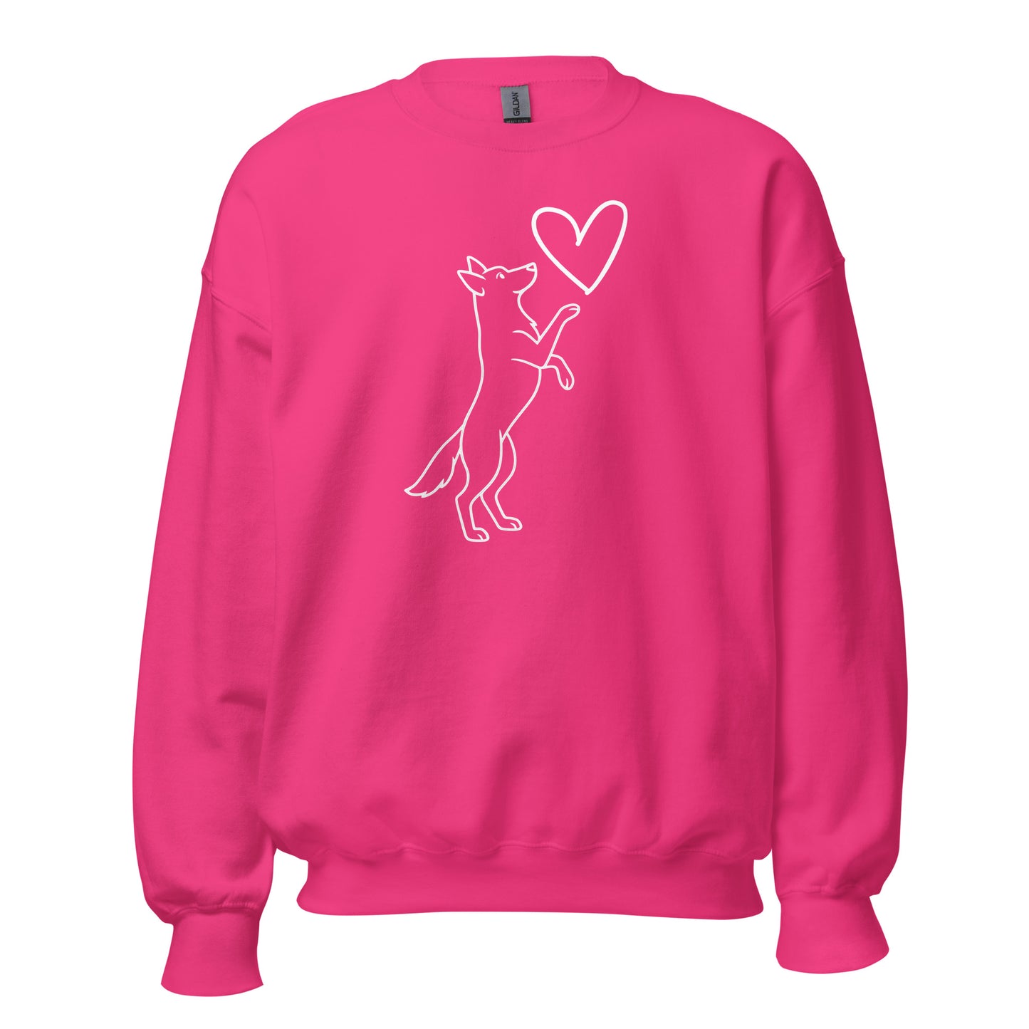 Pink sweatshirt with a dog and heart design – Boozie Adams