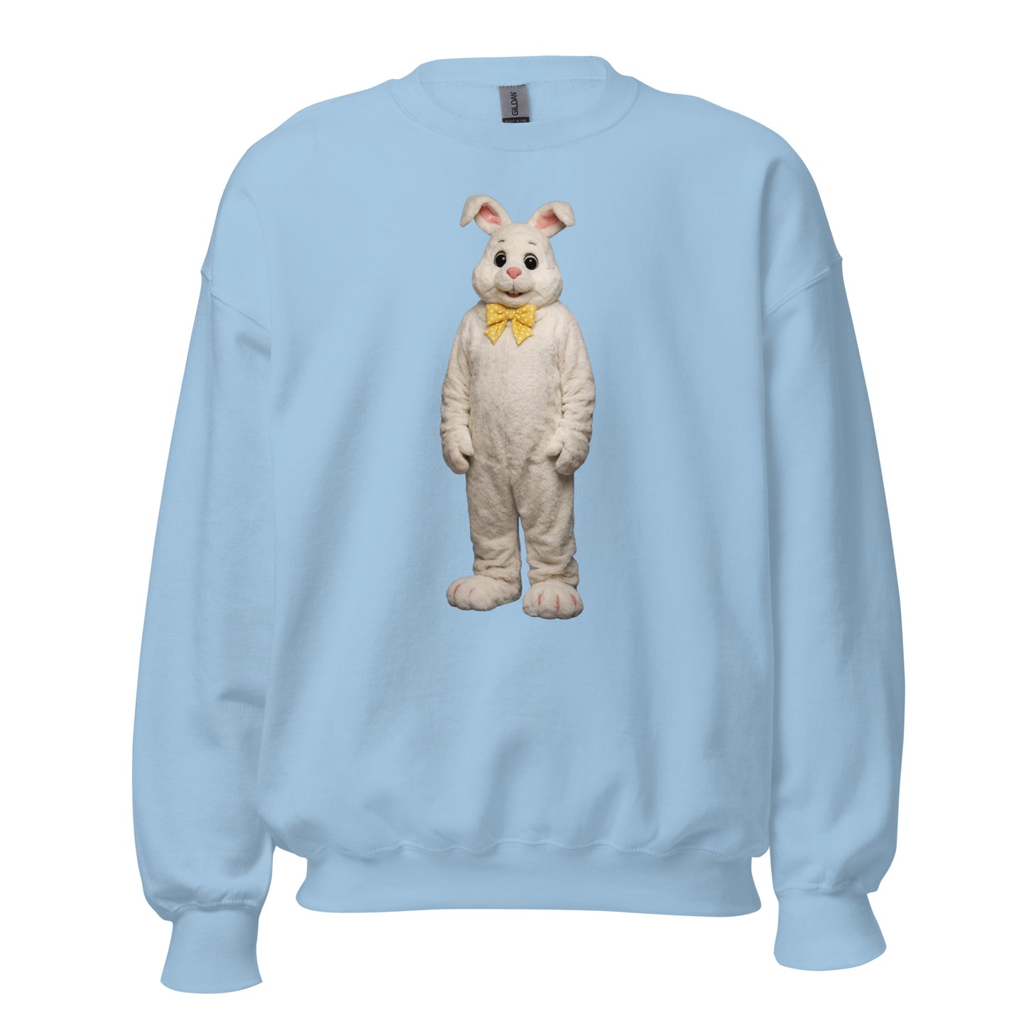 Light blue unisex sweatshirt with a mall bunny standing – Boozie Adams