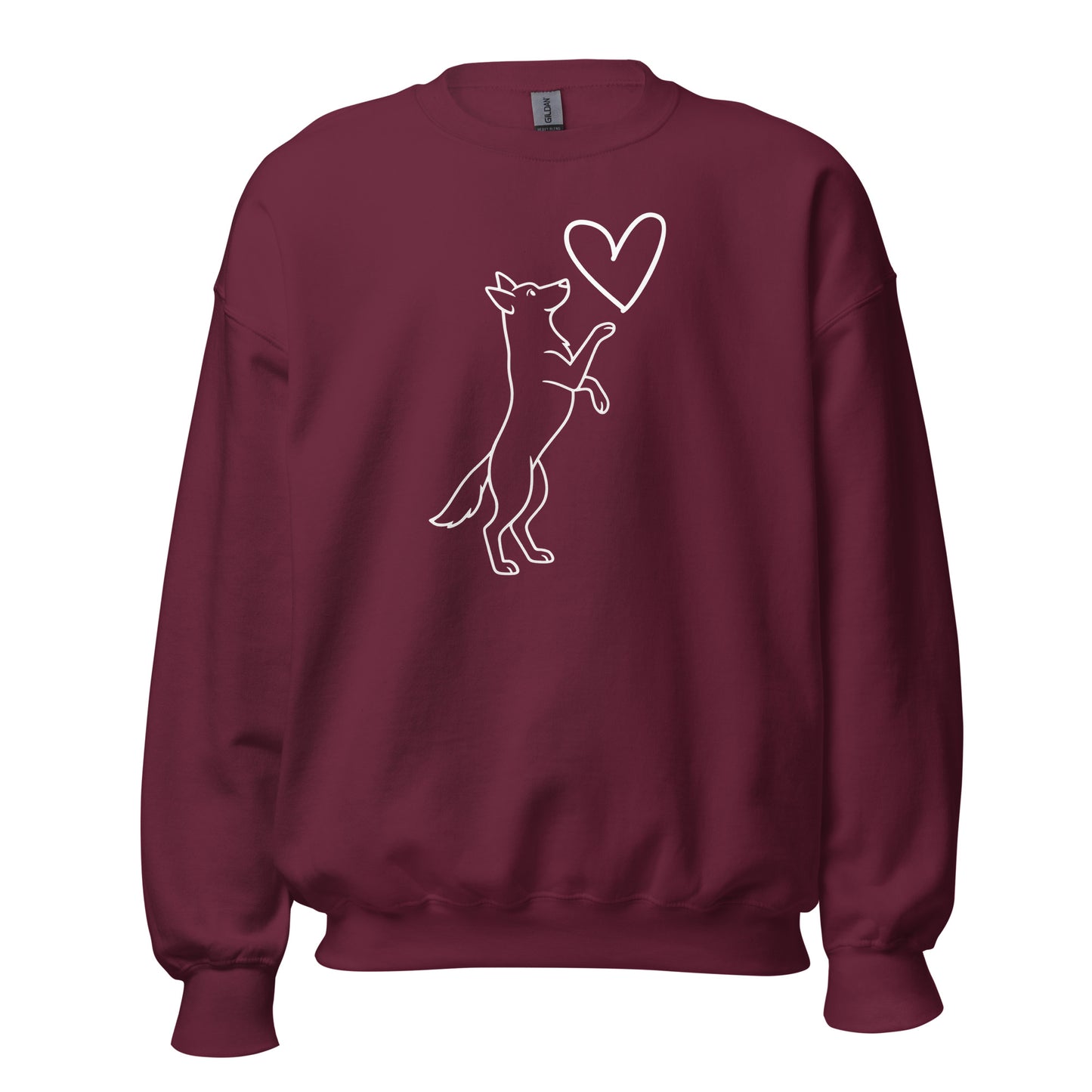 Maroon sweatshirt with a dog and heart design – Boozie Adams