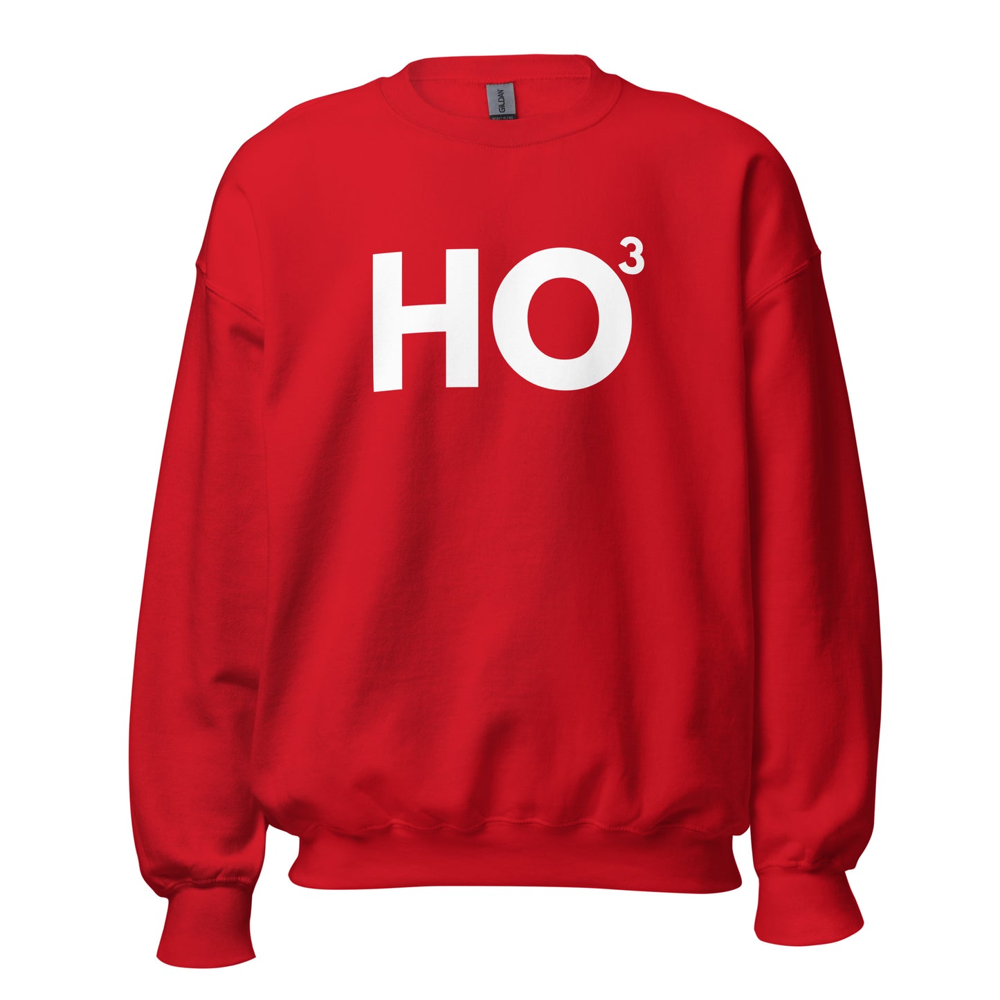 Red sweatshirt with 'HO^3' printed in white – Boozie Adams