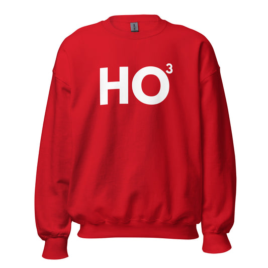 Red sweatshirt with 'HO^3' printed in white – Boozie Adams