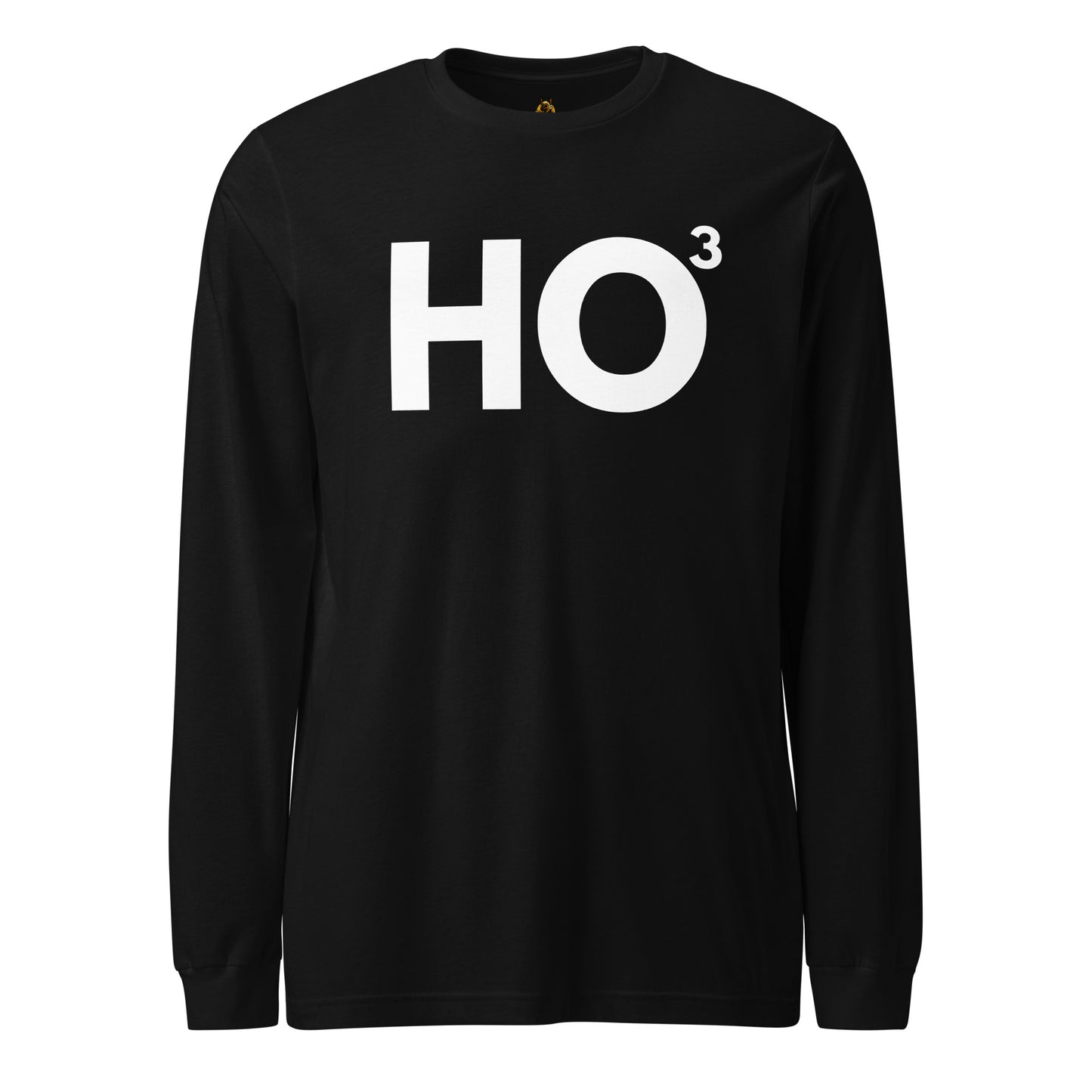 Black long sleeve unisex t-shirt with 'Ho³' printed in white – Boozie Adams