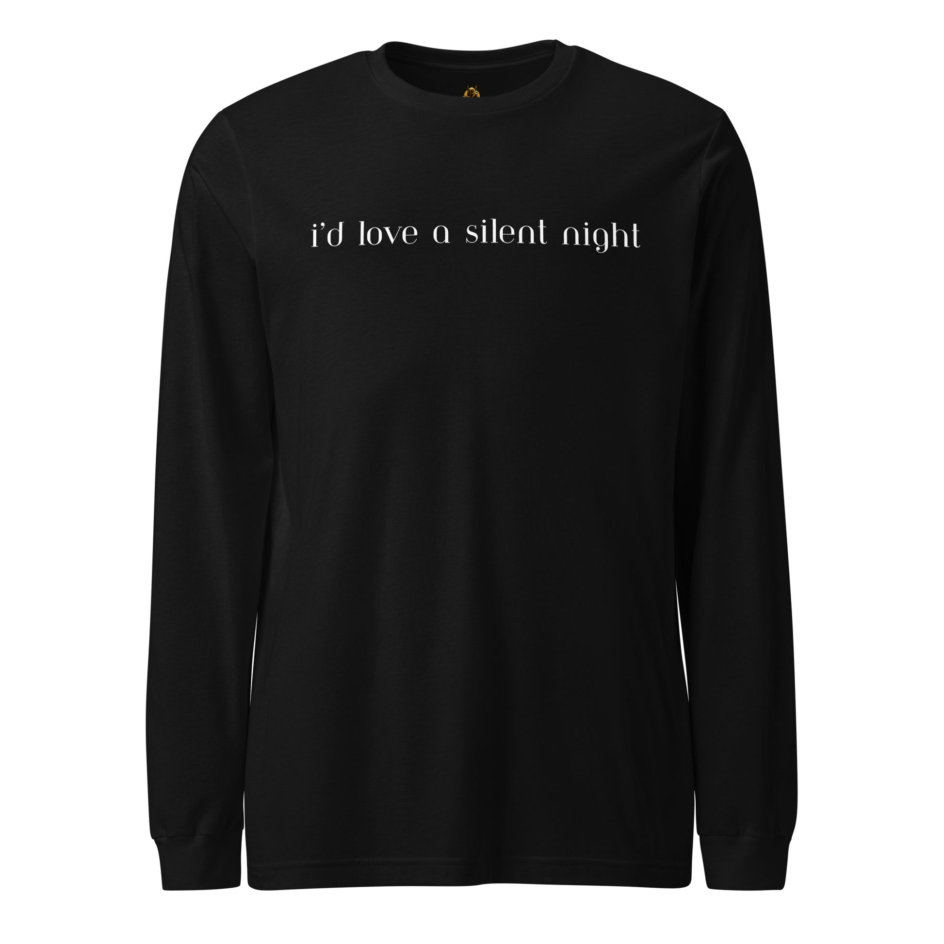 Black long-sleeve shirt with 'i'd love a silent night' text – Boozie Adams
