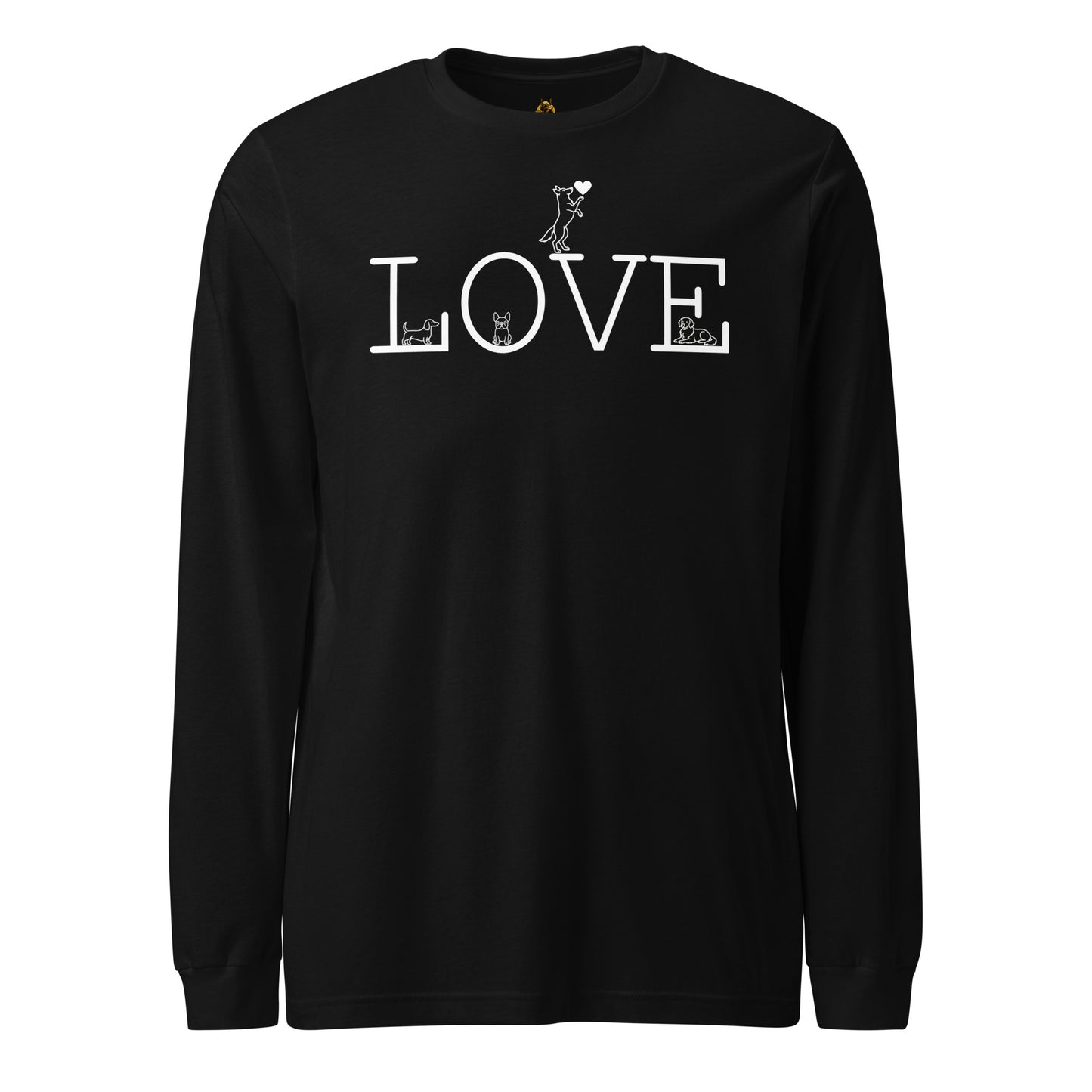 Black unisex long-sleeve shirt with 'LOVE' text with dogs – Boozie Adams