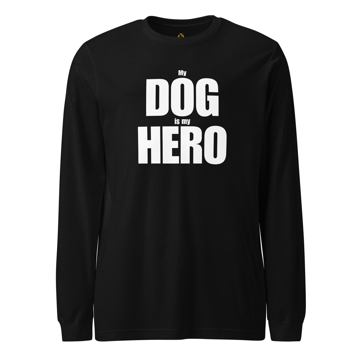 Black unisex long-sleeve shirt with 'My Dog is my Hero' text – Boozie Adams