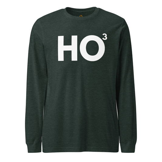 Heather forest green long sleeve unisex t-shirt with 'Ho³' printed in white – Boozie Adams
