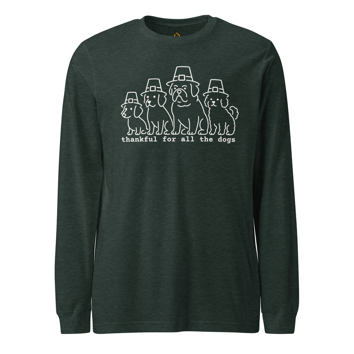 Heather green long-sleeve shirt with white text 'I Love Thanksgiving Feels & Black Friday Deals' – Boozie Adams