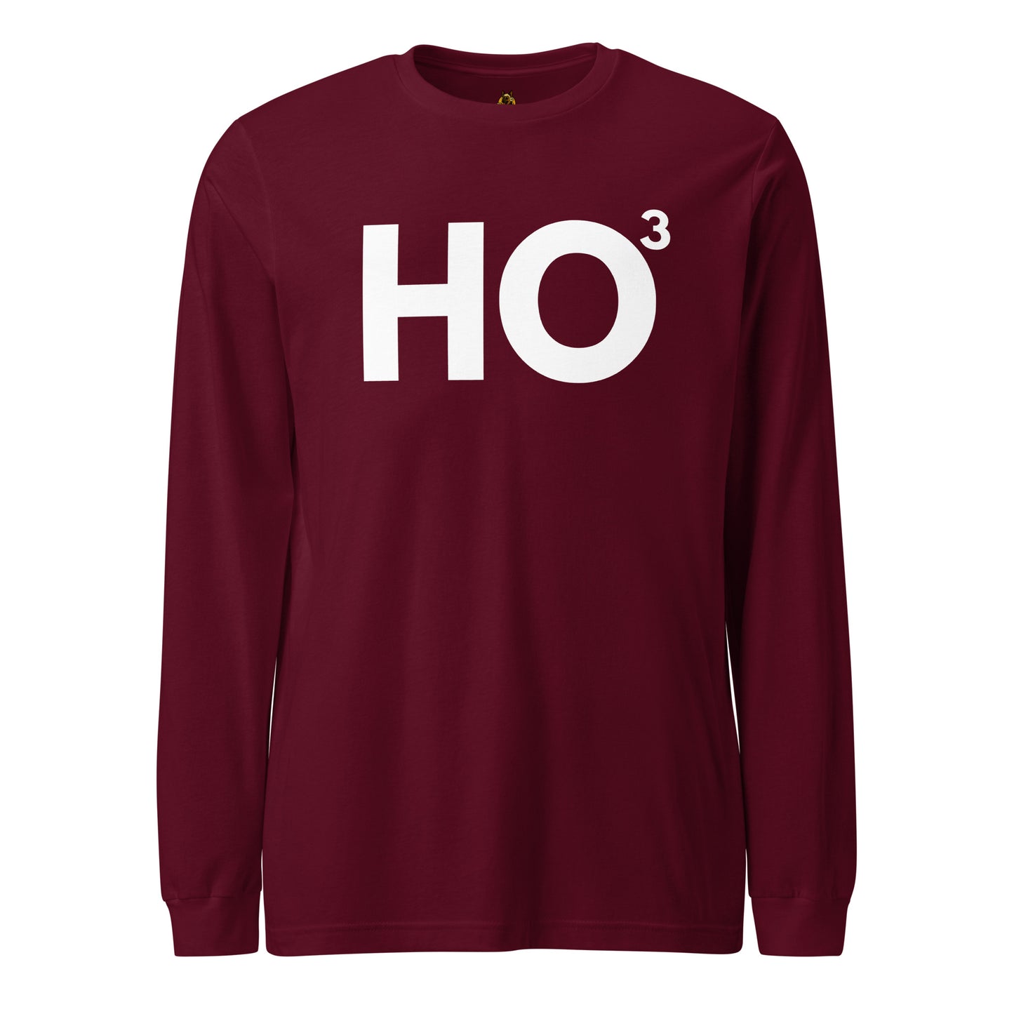 Maroon long sleeve unisex t-shirt with 'Ho³' printed in white – Boozie Adams