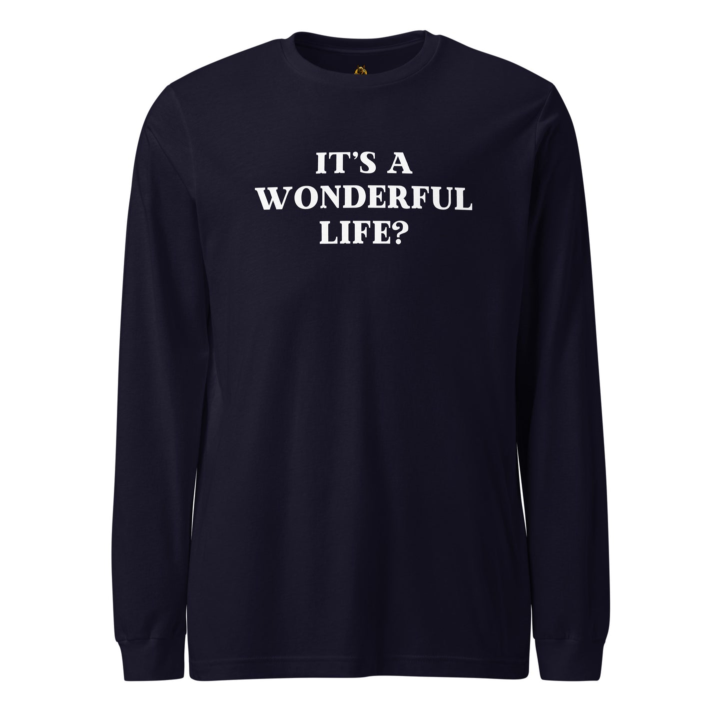 Navy long-sleeve shirt with 'It's a Wonderful Life?' text – Boozie Adams