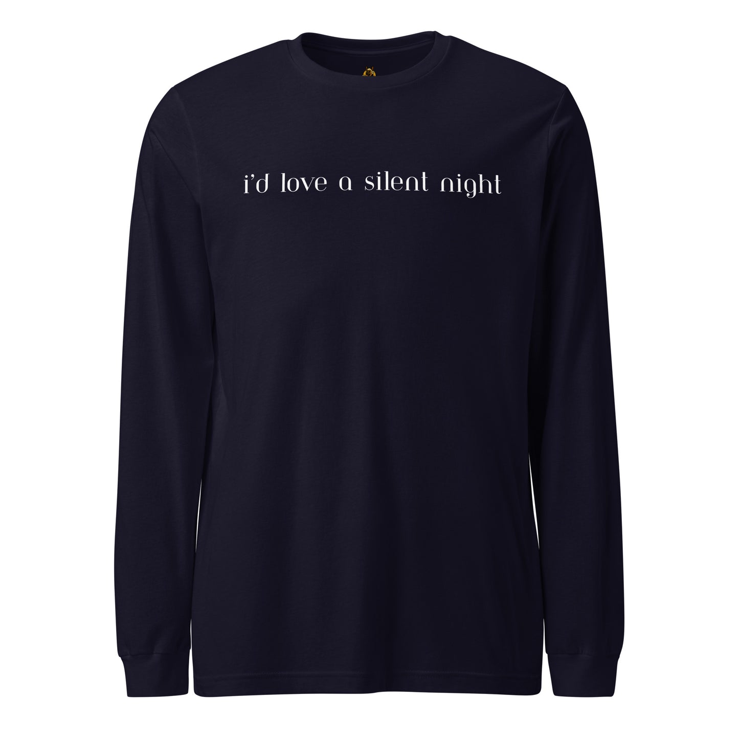 Navy long-sleeve shirt with 'i'd love a silent night' text – Boozie Adams