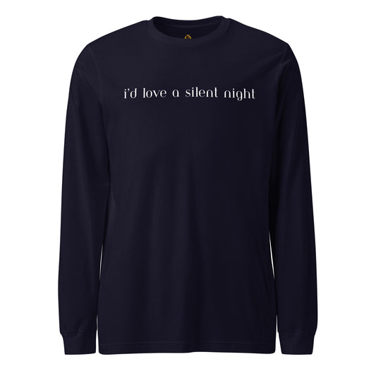 Navy long-sleeve shirt with 'i'd love a silent night' text – Boozie Adams