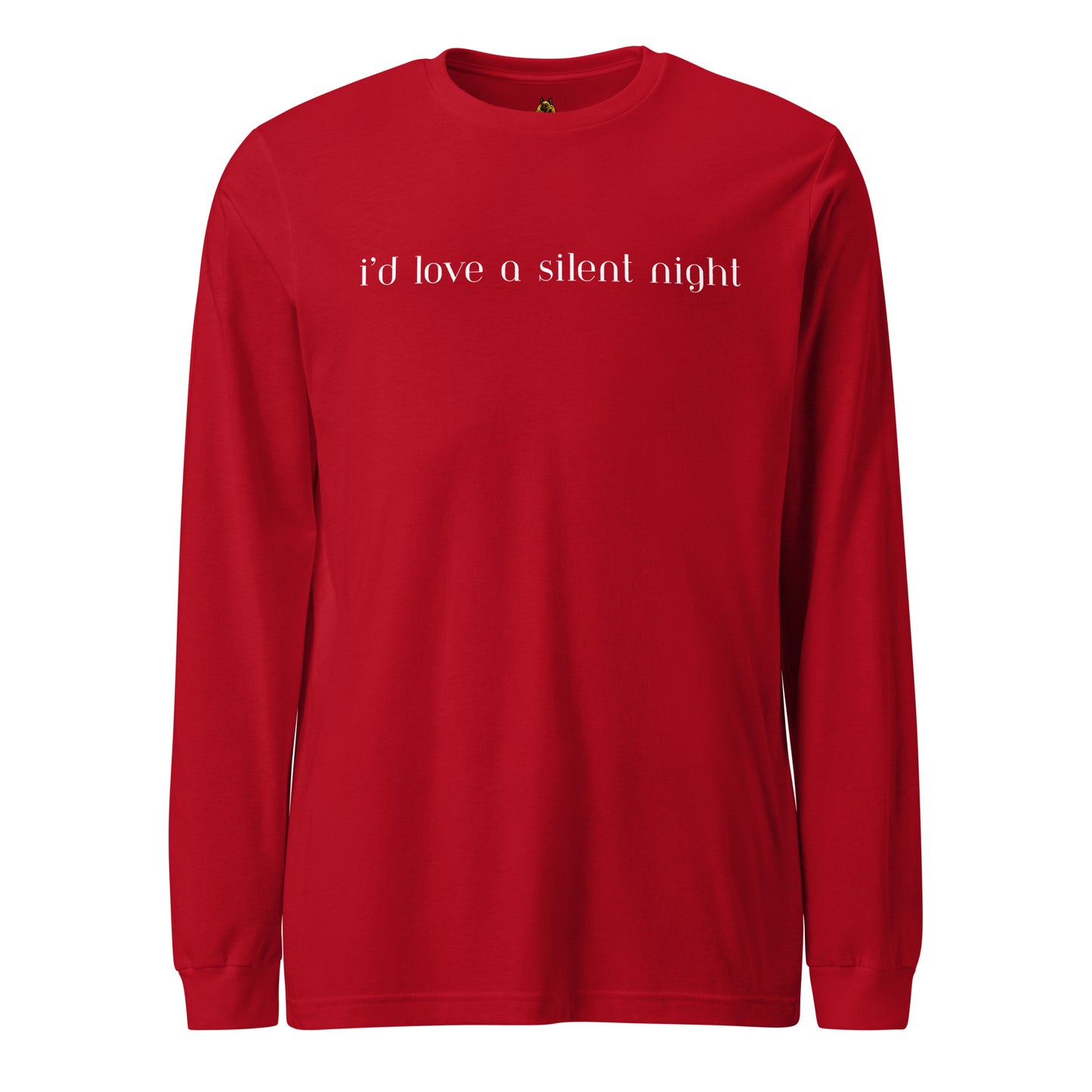 Red long-sleeve shirt with 'i'd love a silent night' text – Boozie Adams