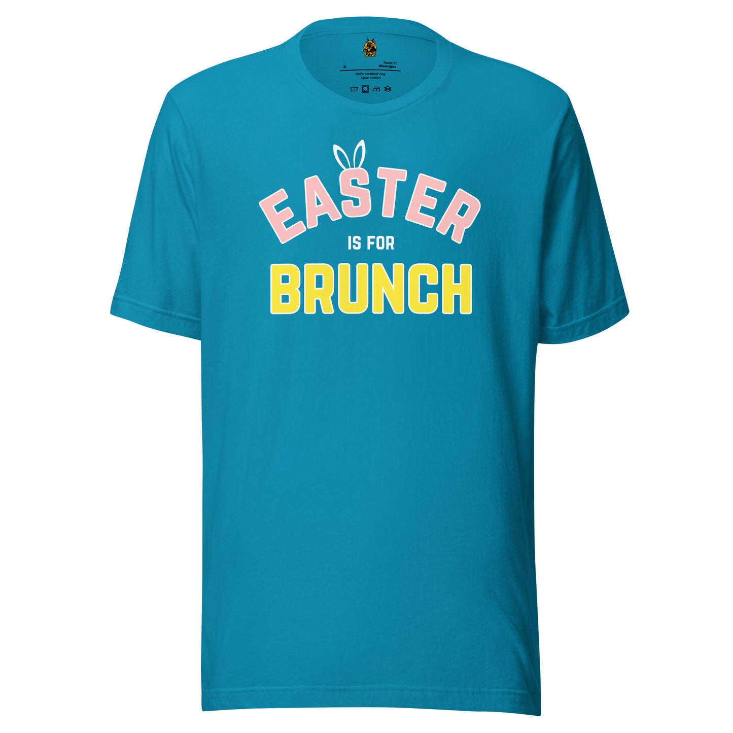 Aqua unisex t-shirt with 'Easter is for Brunch' – Boozie Adams