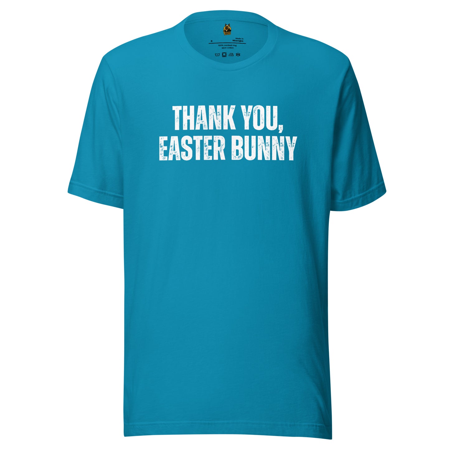 Aqua unisex t-shirt with 'Thank You, Easter Bunny' text – Boozie Adams