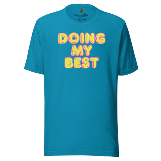 Aqua unisex t-shirt with 'DOING MY BEST' text in bright colors – Boozie Adams